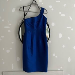 Frascara blue one shoulder knee length dress (size 4)